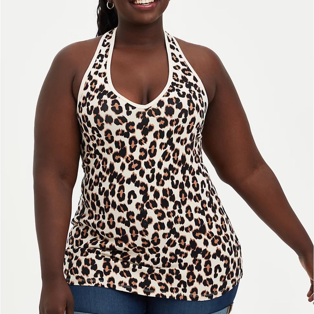 Torrid Size 4X 26 Foxy Halter Top - Leopard Print